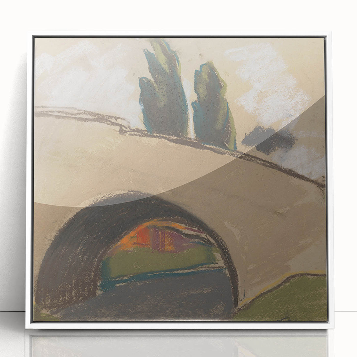 Modern Wall Art: Zolo Palugyay's Village Bridge Over a River