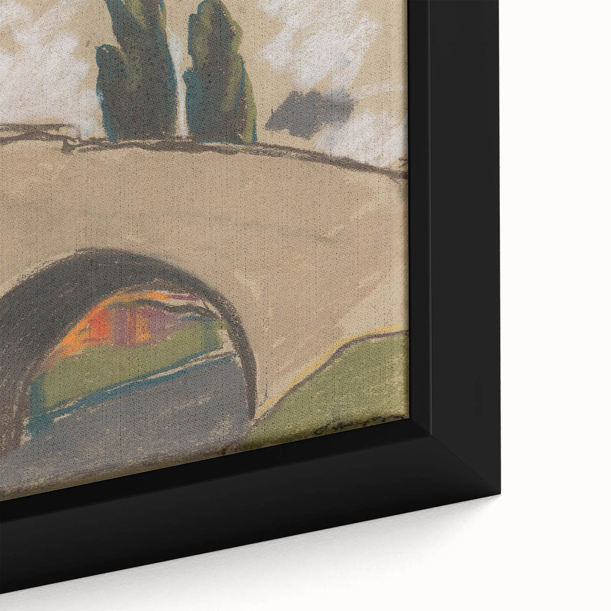 Modern Wall Art: Zolo Palugyay's Village Bridge Over a River