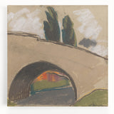 Modern Wall Art: Zolo Palugyay's Village Bridge Over a River