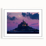 Elegant landscape artwork featuring a majestic castle framed in white, complete with a mat for added depth, ideal for enhancing home decor with a classic touch.