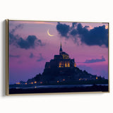 Framed canvas artwork showcasing a stunning landscape with a castle, featuring a gold ornate frame. The piece adds elegance to any room decor, perfect for art enthusiasts.