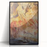 Framed acrylic artwork of a cave landscape, showcasing intricate details in earthy tones, with a sleek black frame enhancing its modern aesthetic. Perfect for home decor.