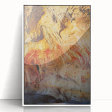 Framed acrylic artwork showcasing a serene landscape of caves, with a white border enhancing its elegance. Perfect for modern home decor.