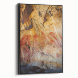 Framed canvas artwork showcasing a stunning cave landscape with rich earthy tones and detailed textures, perfect for enhancing home decor and creating a tranquil atmosphere.