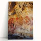 Stretched canvas artwork depicting a serene cave landscape with earthy tones, perfect for enhancing home decor; ideal for nature lovers and art enthusiasts.
