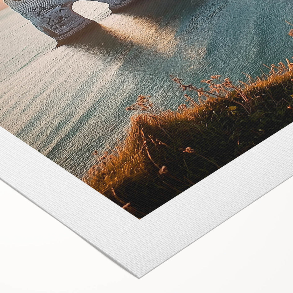 Vibrant rolled canvas artwork depicting stunning cliffs and landscapes, showcasing rich colors and intricate details, ideal for home decor or artistic display.