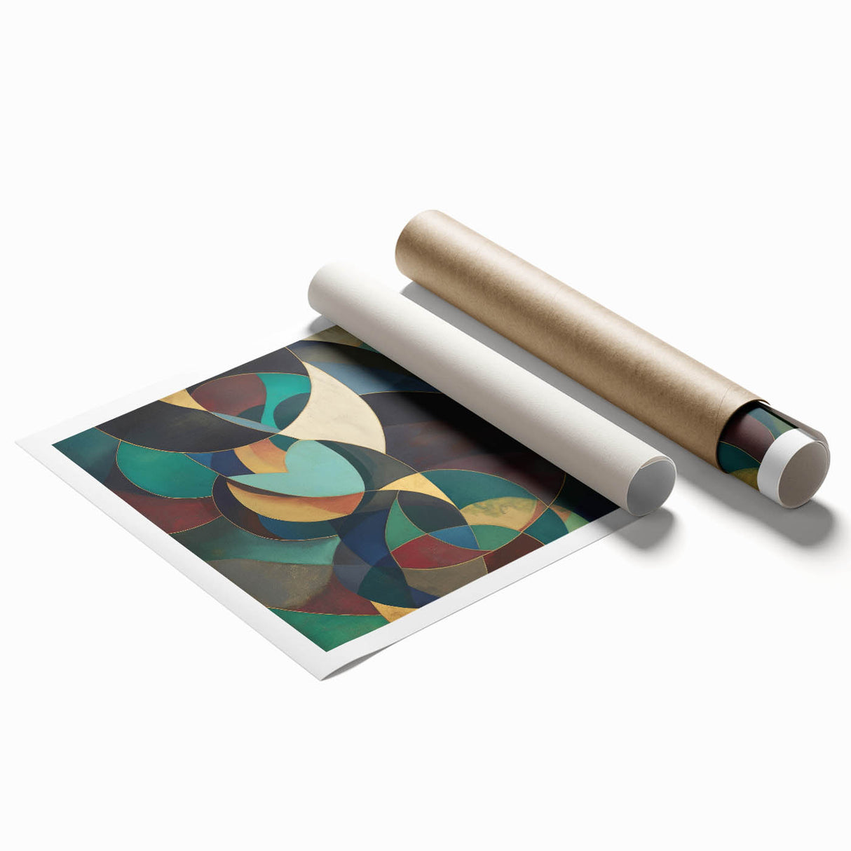 Abstract Geometric Bedroom Wall Art - Teal and Gold Canvas Print