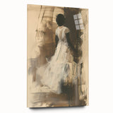 Elegant Woman Living Room Wall Art – Beige & Brown Abstract Canvas