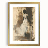 Elegant Woman Living Room Wall Art – Beige & Brown Abstract Canvas