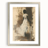 Elegant Woman Living Room Wall Art – Beige & Brown Abstract Canvas