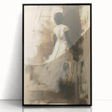 Elegant Woman Living Room Wall Art – Beige & Brown Abstract Canvas