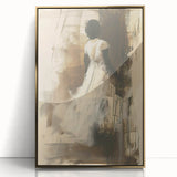 Elegant Woman Living Room Wall Art – Beige & Brown Abstract Canvas