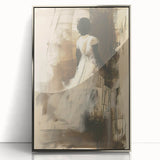 Elegant Woman Living Room Wall Art – Beige & Brown Abstract Canvas