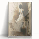 Elegant Woman Living Room Wall Art – Beige & Brown Abstract Canvas