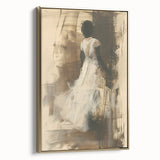 Elegant Woman Living Room Wall Art – Beige & Brown Abstract Canvas