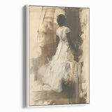 Elegant Woman Living Room Wall Art – Beige & Brown Abstract Canvas