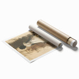 Elegant Woman Living Room Wall Art – Beige & Brown Abstract Canvas