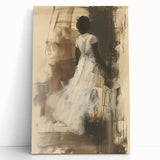 Elegant Woman Living Room Wall Art – Beige & Brown Abstract Canvas