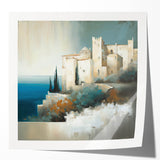 Abstract architecture wall art print mockup showcasing glossy textures and geometric designs in vibrant colors, ideal for modern home decor and stylish interiors.