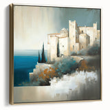 Framed abstract wall art featuring architectural designs in silver and gold hues, perfect for modern decor. Ideal for enhancing living room aesthetics.