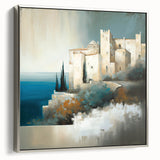 Framed abstract architecture wall art in silver, showcasing geometric patterns and sleek lines, perfect for modern home decor and artistic interiors.