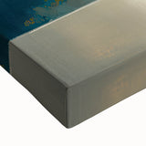 Close-up of an abstract architecture wall art design on stretched canvas, featuring vibrant colors and geometric patterns, perfect for modern home decor.