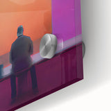 Close-up view of abstract figurative wall art design on acrylic glass, showcasing vibrant colors and intricate patterns, perfect for modern home decor.