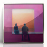 Framed abstract figurative wall art featuring silver accents and a modern design, perfect for contemporary home decor. Showcases a sleek acrylic front for enhanced visual appeal.