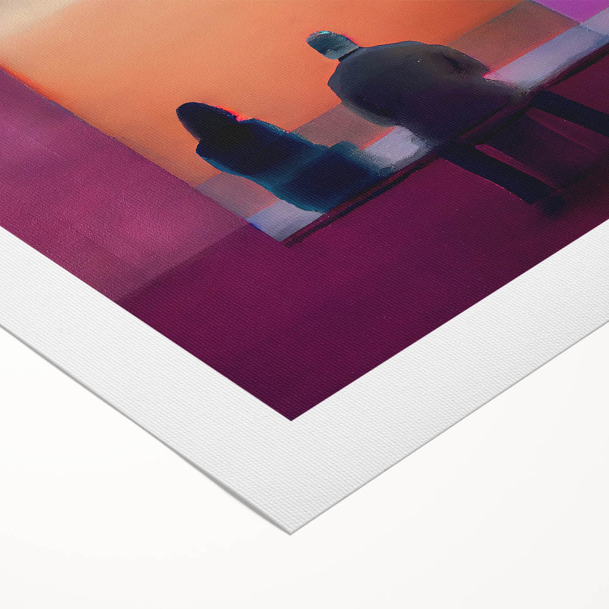 Abstract figurative wall art on rolled canvas, showcasing vibrant colors and dynamic shapes, ideal for modern decor. Packaged securely in a durable tube for safe delivery.