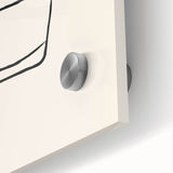 Large abstract wall art in acrylic glass featuring mid-century modernist art with vibrant, contrasting colors.