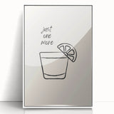 Mid-century modernist art depicting various cocktails in vibrant colors on a white acrylic framed poster.