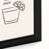 Close-up of black wall art featuring colorful, textured food and drinks imagery on a framed canvas.