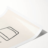 Extra large wall art featuring line art flowers in black on white background, ideal for large living room decor.