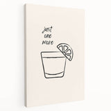 Large stretched canvas featuring a colorful illustration of various fruits and beverages, suitable for kitchen wall art.