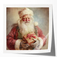 Christmas Wall Art - Santa with Festive Gift Holiday Canvas Print