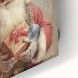 Christmas Wall Art - Santa with Festive Gift Holiday Canvas Print