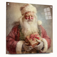 Christmas Wall Art - Santa with Festive Gift Holiday Canvas Print