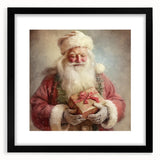 Christmas Wall Art - Santa with Festive Gift Holiday Canvas Print