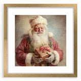 Christmas Wall Art - Santa with Festive Gift Holiday Canvas Print