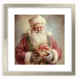 Christmas Wall Art - Santa with Festive Gift Holiday Canvas Print