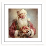 Christmas Wall Art - Santa with Festive Gift Holiday Canvas Print
