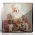 Christmas Wall Art - Santa with Festive Gift Holiday Canvas Print