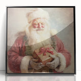 Christmas Wall Art - Santa with Festive Gift Holiday Canvas Print