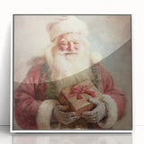 Christmas Wall Art - Santa with Festive Gift Holiday Canvas Print