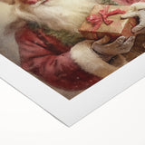 Christmas Wall Art - Santa with Festive Gift Holiday Canvas Print