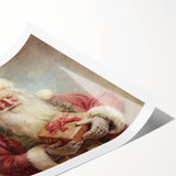 Christmas Wall Art - Santa with Festive Gift Holiday Canvas Print