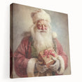 Christmas Wall Art - Santa with Festive Gift Holiday Canvas Print