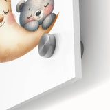 Playroom Wall Art - Sleeping Moon & Bear Kids Room Print