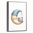 Playroom Wall Art - Sleeping Moon & Bear Kids Room Print