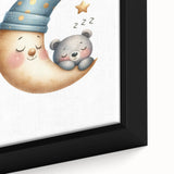 Playroom Wall Art - Sleeping Moon & Bear Kids Room Print